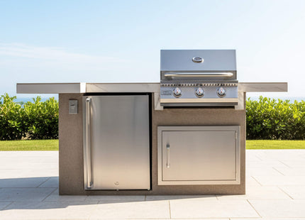 KoKoMo Grills Mini Maui 6FT BBQ Island With LED Lights, Built-In BBQ And Refrigerator [Made-To-Order] (SAK53828) SAKSBY WHOLESALE