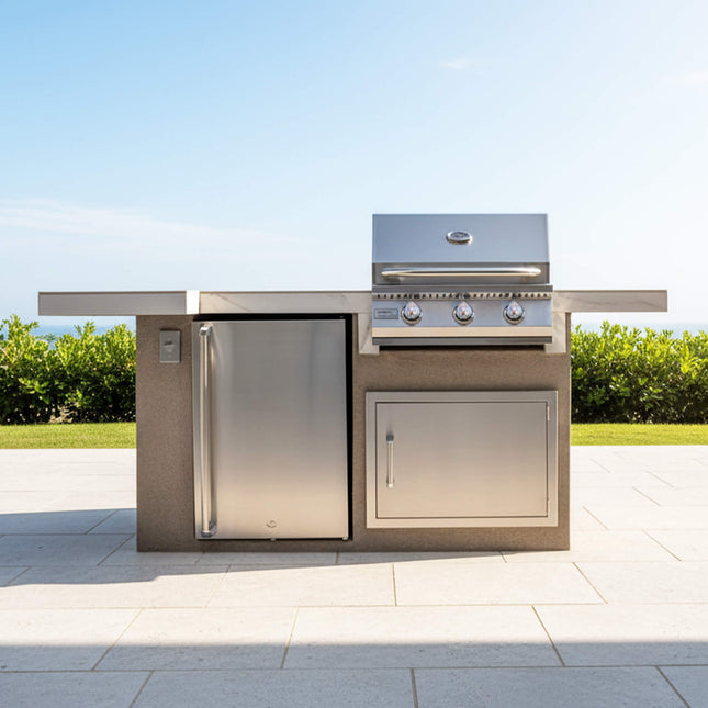 KoKoMo Grills Mini Maui 6FT BBQ Island With LED Lights, Built-In BBQ And Refrigerator [Made-To-Order] (SAK53828) SAKSBY WHOLESALE