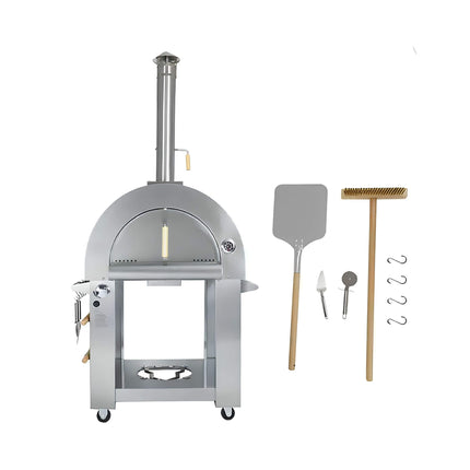 KoKoMo Grills Premium 32" Stainless Steel Dual Fuel Gas Or Wood Fired Pizza Oven (SAK14753) SAKSBY WHOLESALE