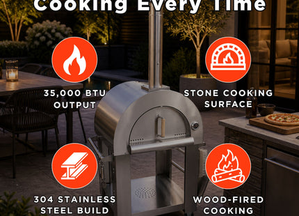 KoKoMo Grills Premium 32 Inch Stainless Steel Wood Fired Pizza Oven - KO-PIZZAOVEN (SAK92618) SAKSBY WHOLESALE