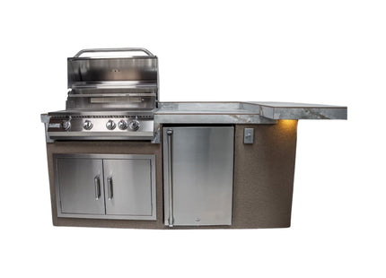 KoKoMo Grills St.John 7FT BBQ Island With LEDs, Built-In BBQ And Refrigerator [Made-To-Order] (SAK91568) SAKSBY WHOLESALE