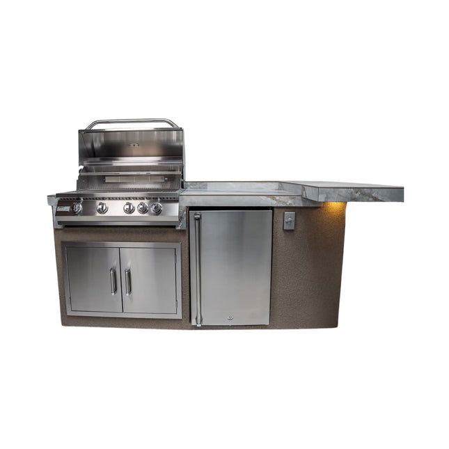KoKoMo Grills St.John 7FT BBQ Island With LEDs, Built-In BBQ And Refrigerator [Made-To-Order] (SAK91568) SAKSBY WHOLESALE