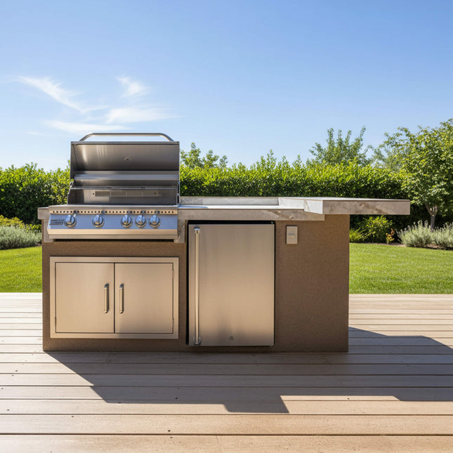 KoKoMo Grills St.John 7FT BBQ Island With LEDs, Built-In BBQ And Refrigerator [Made-To-Order] (SAK91568) SAKSBY WHOLESALE