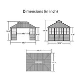 [12X14FT] Large Heavy-Duty Outdoor Aluminum Patio Hard Double Steel Top Backyard Sun Room Gazebo (94625371)