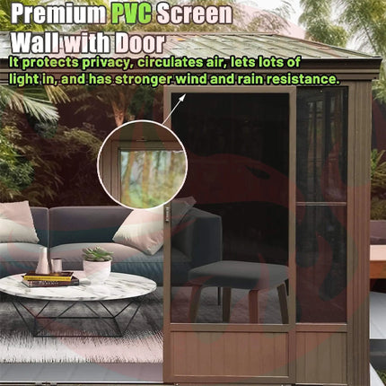 [12X14FT] Large Outdoor All-Season Wall Mounted Sunroom Solarium With Galvanized Steel Roof & Moveable PVC Screen (SAK46475) SAKSBY WHOLESALE
