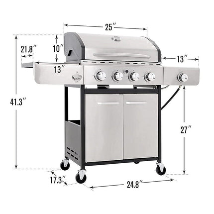 Large Outdoor BBQ Stainless Steel Propane Gas Grill With 4 Burners, 42K BTU (93564712)