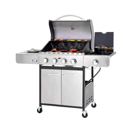 Large Outdoor 42K BTU BBQ Stainless Steel Propane Gas Grill With 4 Burners (SAK61283) - Phoenix Fire Art Store