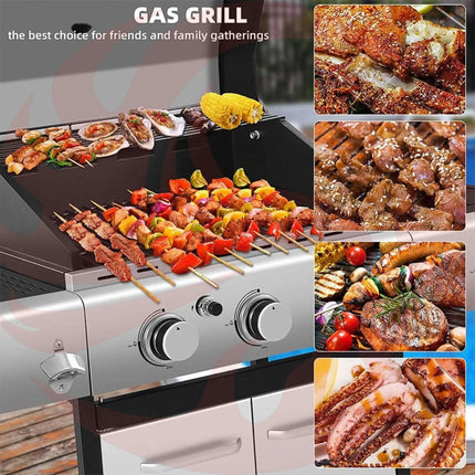 Large Outdoor 42K BTU BBQ Stainless Steel Propane Gas Grill With 4 Burners (SAK61283) - Phoenix Fire Art Store