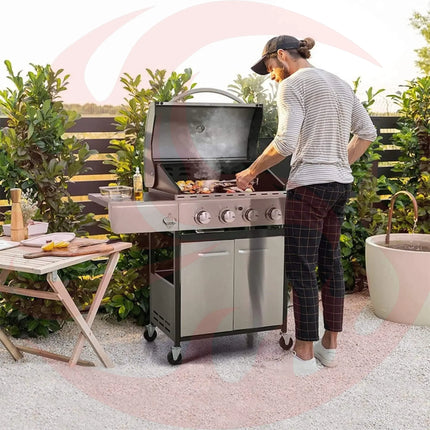 Large Outdoor 42K BTU BBQ Stainless Steel Propane Gas Grill With 4 Burners (SAK61283) - Phoenix Fire Art Store