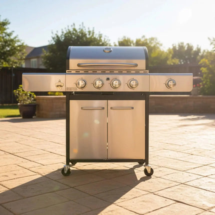 Large Outdoor 42K BTU BBQ Stainless Steel Propane Gas Grill With 4 Burners (SAK61283) - Phoenix Fire Art Store