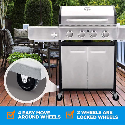 Large Outdoor 42K BTU BBQ Stainless Steel Propane Gas Grill With 4 Burners (SAK61283) - Phoenix Fire Art Store