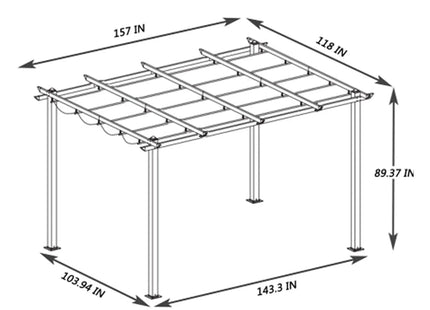 [10X13FT] Large Outdoor Patio Pergola With Canopy & Retractable Sun Shades, Beige (SAK51842) - Phoenix Fire Art Store