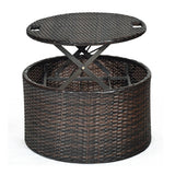 Alora Large Outdoor Patio Rattan Daybed Sofa W/ Adjustable Table Top, Canopy & 3 Pillows, 76" (SAK91254)