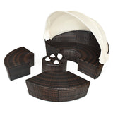 Alora Large Outdoor Patio Rattan Daybed Sofa W/ Adjustable Table Top, Canopy & 3 Pillows, 76" (SAK91254)