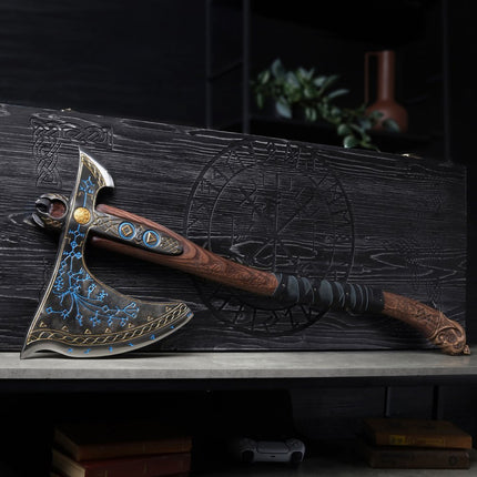 Leviathan Kratos axe with carved handle 34.25"