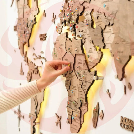 3D LED Wooden World Map | Terra