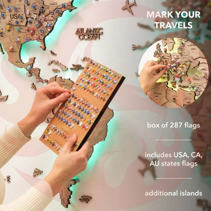3D LED Wooden World Map | Terra
