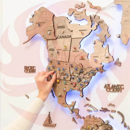 3D LED Wooden World Map | Terra