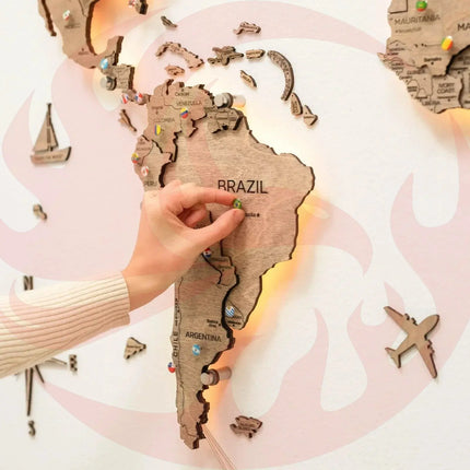 3D LED Wooden World Map | Terra