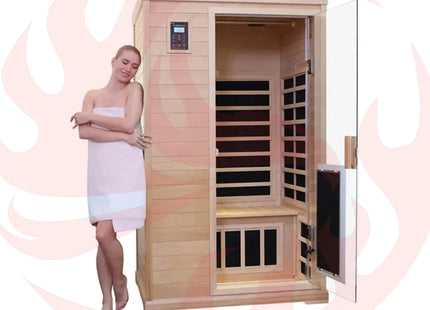 Thermora Luxury 2-Person Hemlock Wood FAR Infrared Sauna Room W/ Glass Door, 1750W (SAK81525) - Phoenix Fire Art Store