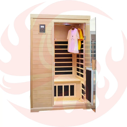 Thermora Luxury 2-Person Hemlock Wood FAR Infrared Sauna Room W/ Glass Door, 1750W (SAK81525) - Phoenix Fire Art Store