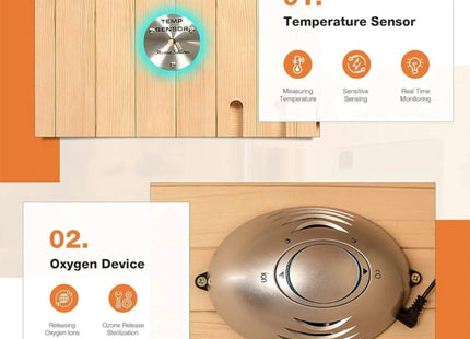 Thermora Luxury 2-Person Low EMF FAR Infrared Heat Wood Home Personal Spa Sauna W/ Panoramic Tempered Glass, 2000W (SAK27481) - Phoenix Fire Art Store