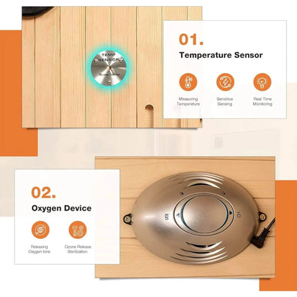 Thermora Luxury 2-Person Low EMF FAR Infrared Heat Wood Home Personal Spa Sauna W/ Panoramic Tempered Glass, 2000W (SAK27481) - Phoenix Fire Art Store