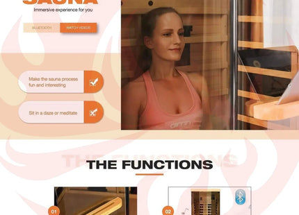 Thermora Luxury 2-Person Low EMF FAR Infrared Heat Wood Home Personal Spa Sauna W/ Panoramic Tempered Glass, 2000W (SAK27481) - Phoenix Fire Art Store