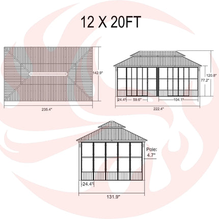 Alora Oasis Luxury Heavy-Duty Hardtop Sunroom With Aluminum Frame And LED Lights (SAK79102) SAKSBY WHOLESALE