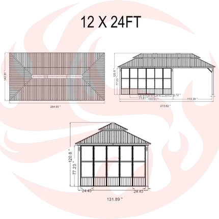 Alora Oasis Luxury Heavy-Duty Hardtop Sunroom With Aluminum Frame And LED Lights (SAK79102) SAKSBY WHOLESALE