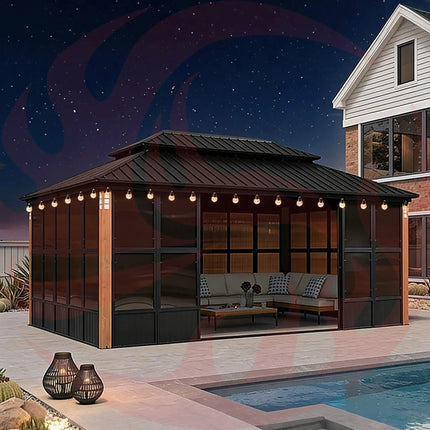 Alora Oasis Luxury Heavy-Duty Hardtop Sunroom With Aluminum Frame And LED Lights (SAK79102) SAKSBY WHOLESALE