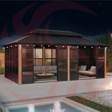 Alora Oasis Luxury Heavy-Duty Hardtop Sunroom With Aluminum Frame And LED Lights (SAK79102) SAKSBY WHOLESALE