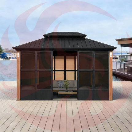 Alora Oasis Luxury Heavy-Duty Hardtop Sunroom With Aluminum Frame And LED Lights (SAK79102) SAKSBY WHOLESALE