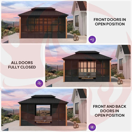 Alora Oasis Luxury Heavy-Duty Hardtop Sunroom With Aluminum Frame And LED Lights (SAK79102) SAKSBY WHOLESALE