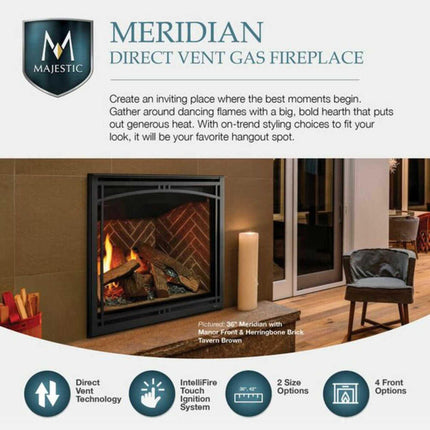 Majestic Meridian 36" Direct Vent Fireplace [MER36N/L] (SAK36135) - Phoenix Fire Art Store