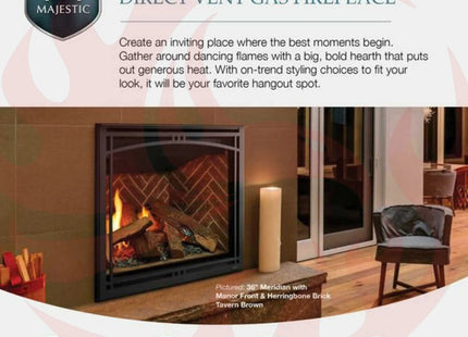 Majestic Meridian 42" Natural Gas Fireplace [MER42N] (SAK43895) - Phoenix Fire Art Store