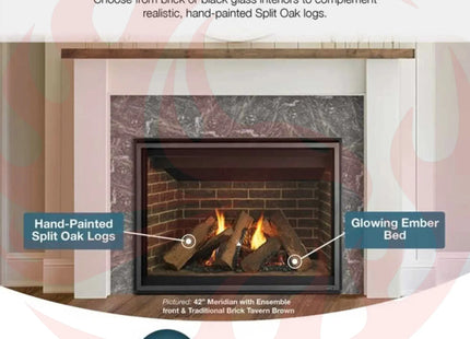Majestic Meridian 42" Natural Gas Fireplace [MER42N] (SAK43895) - Phoenix Fire Art Store
