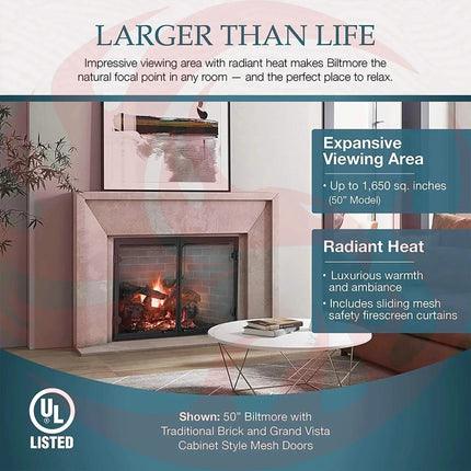 Majestic Biltmore Radiant 36" Open Wood Burning Fireplace [SB60] (SAK13487) - Phoenix Fire Art Store