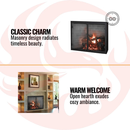 Majestic Biltmore Radiant 36" Open Wood Burning Fireplace [SB60] (SAK13487) - Phoenix Fire Art Store
