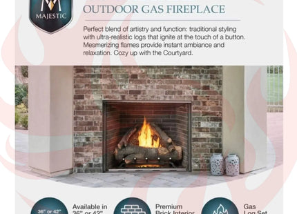 Majestic Courtyard 55K BTU 42" Traditional Outdoor Gas Fireplace With Stacked Concrete Refractory [ODCOUG-42TS] (SAK75312) - Phoenix Fire Art Store