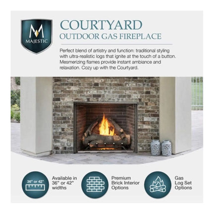 Majestic Courtyard 55K BTU 42" Traditional Outdoor Gas Fireplace With Stacked Concrete Refractory [ODCOUG-42TS] (SAK75312) - Phoenix Fire Art Store