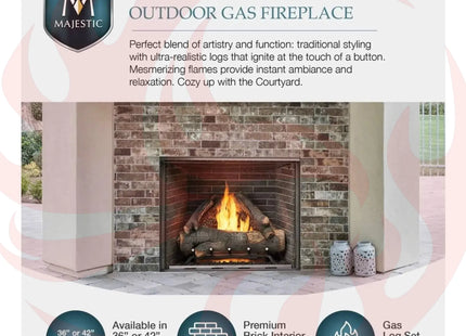 Majestic Courtyard 55K BTU 36" Traditional Outdoor Gas Fireplace (No Refractory) [ODCOUG-36NR] (SAK74218) - Phoenix Fire Art Store