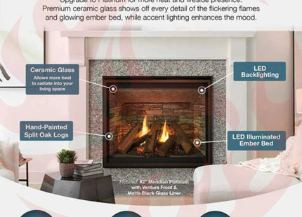 Majestic Meridian 36" Platinum Natural Gas Fireplace [MER36PN] (SAK43751) - Phoenix Fire Art Store