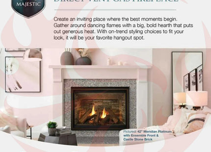 Majestic Meridian 36" Platinum Natural Gas Fireplace [MER36PN] (SAK43751) - Phoenix Fire Art Store
