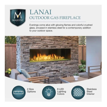 Majestic Lanai 48" Single Sided Linear Outdoor Gas Fireplace [ODLANAIG-48] (SAK95127) - Phoenix Fire Art Store