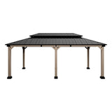 [12X20FT] Alora Heavy-Duty Backyard Cedar Wood Steel Hardtop Double Roof Gazebo Canopy (95726813)