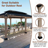 [12X20FT] Alora Heavy-Duty Backyard Cedar Wood Steel Hardtop Double Roof Gazebo Canopy (95726813)