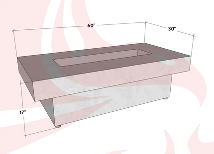 Toplina - Rectangular Concrete Fire Pit Table - Phoenix Fire Art Store