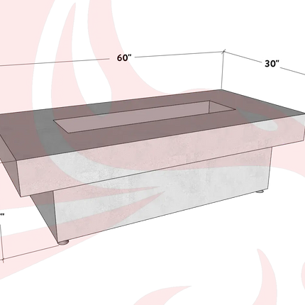 Toplina - Rectangular Concrete Fire Pit Table - Phoenix Fire Art Store