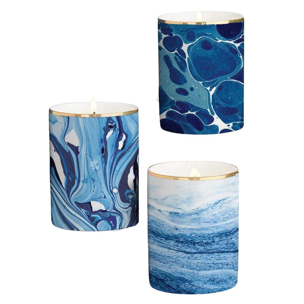 Mediterranean Blue Candles - Luxury Soy Wax in Porcelain Gift Box
